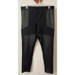 Tribal Womens XL Black Animal-Print Elastic-Waist Stretchy Ponte Pants! A3019